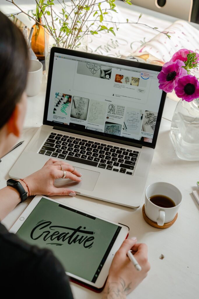 woman working on laptop